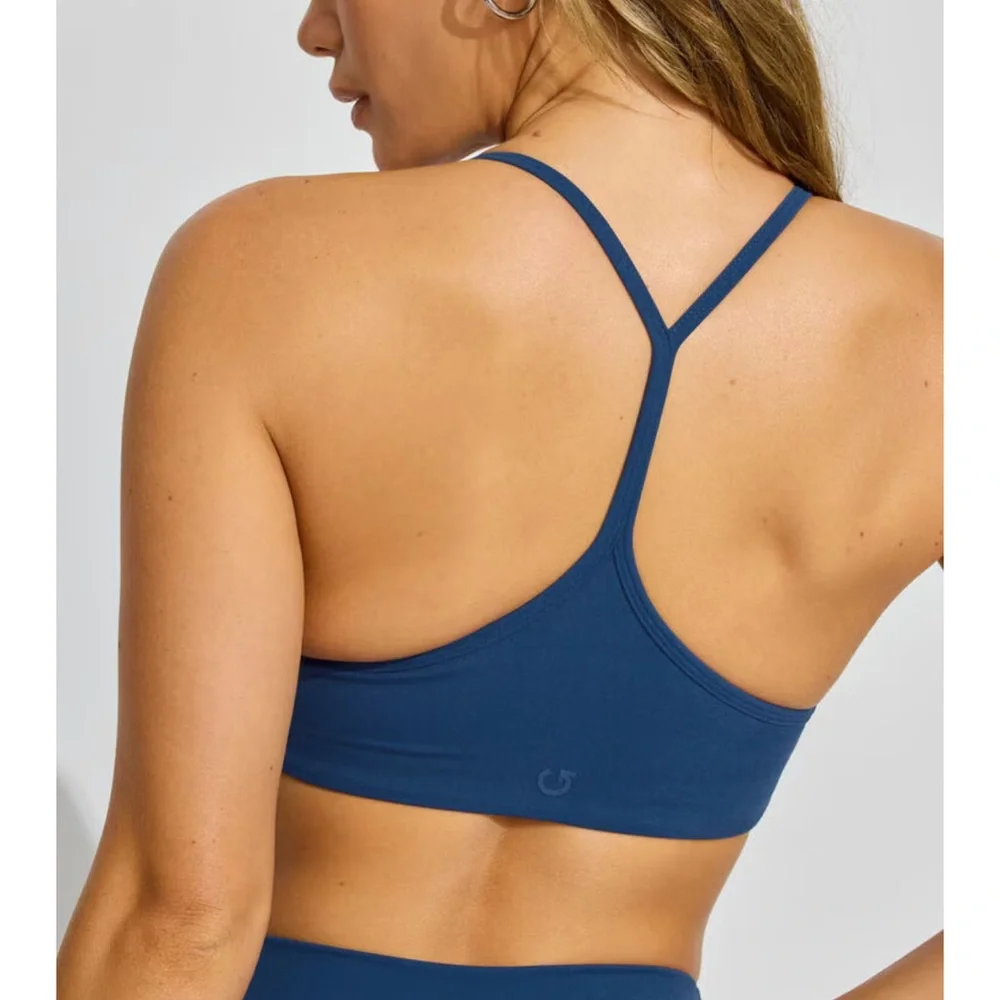 NWT Garage SoftActive Y-Back Racerback Squareneck Lined Bralette Midnight Blue - Picture 2 of 5